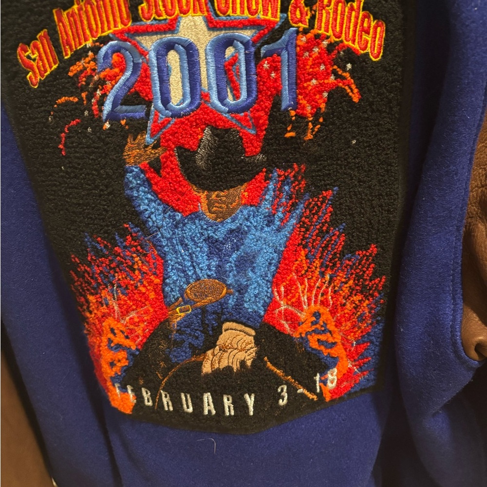 Blue/Brown Rodeo Sponsor Embroidered Jacket